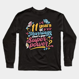 11Th Wedding Anniversary 11 Years Of Marriage Long Sleeve T-Shirt